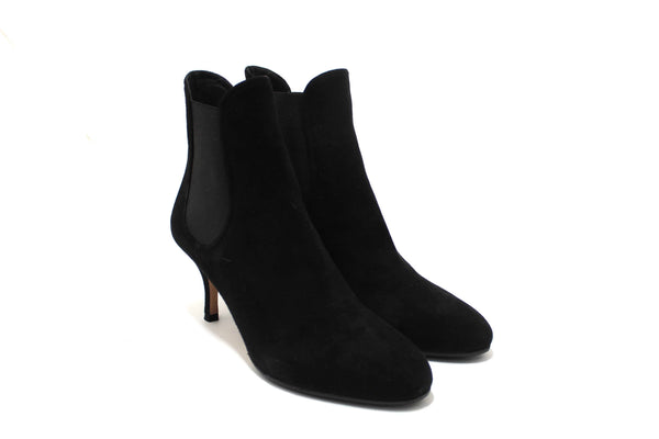 Valentino Black Suede Leather Ankle Boots Shoes Size 37