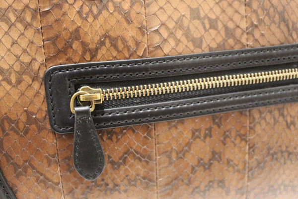 Celine Large Black/White/Brown Python Tri-Color Luggage Handbag