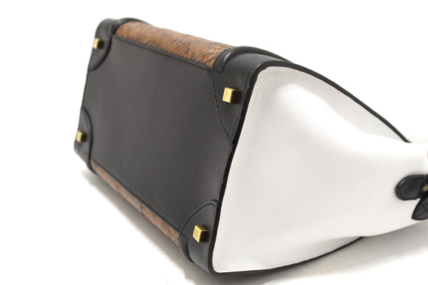 Celine Large Black/White/Brown Python Tri-Color Luggage Handbag