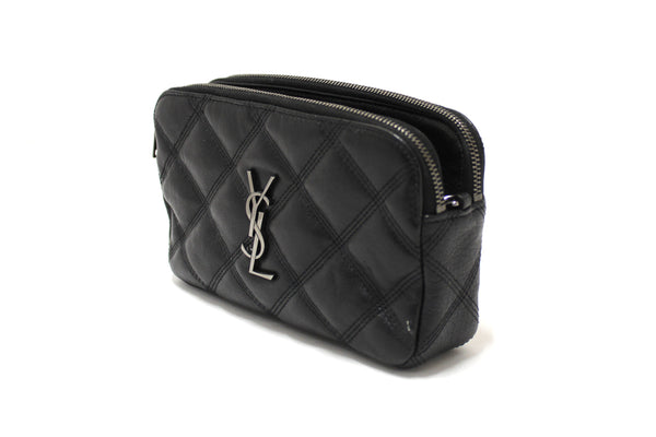 Yves Saint Laurent Becky Double Zip Quilted Leather Crossbody Bag