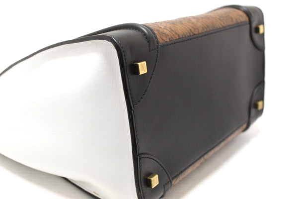 Celine Large Black/White/Brown Python Tri-Color Luggage Handbag