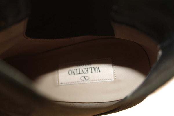 Valentino Black Suede Leather Ankle Boots Shoes Size 37