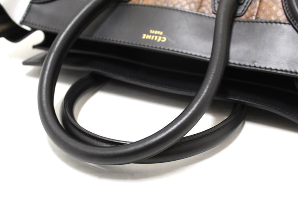 Celine Large Black/White/Brown Python Tri-Color Luggage Handbag