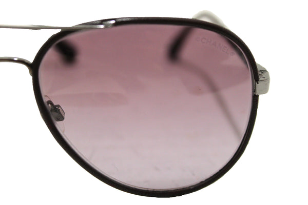 Chanel Violet Calfskin/Metal Aviator Pilot Sunglasses 4219Q