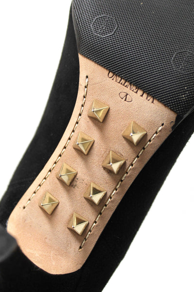 Valentino Black Suede Leather Ankle Boots Shoes Size 37