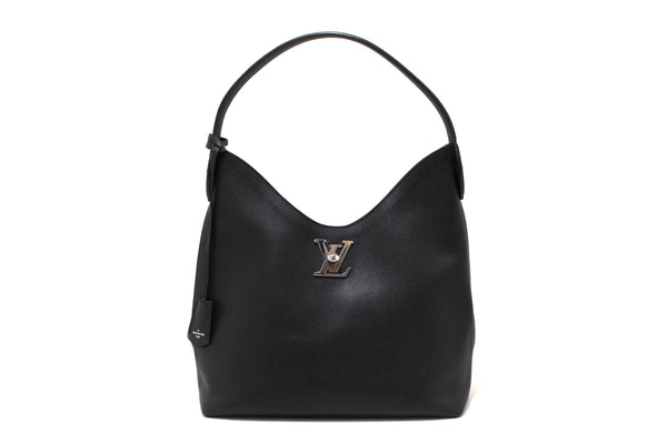 Louis Vuitton Black Grained Calf Leather Lockme Hobo Bag