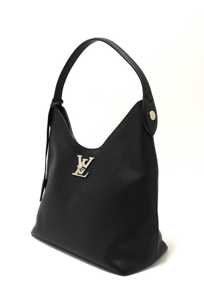 Louis Vuitton Black Grained Calf Leather Lockme Hobo Bag