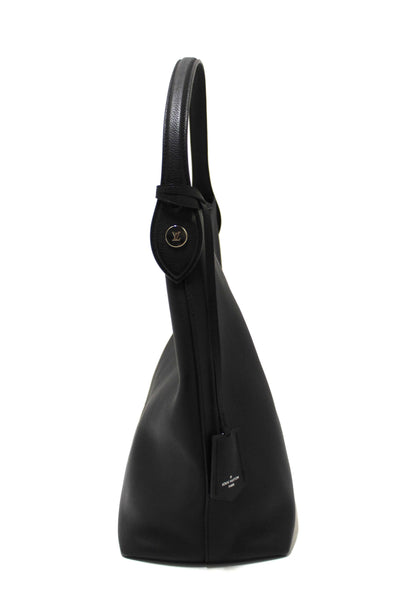 Louis Vuitton Black Grained Calf Leather Lockme Hobo Bag