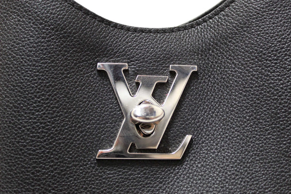 Louis Vuitton Black Grained Calf Leather Lockme Hobo Bag