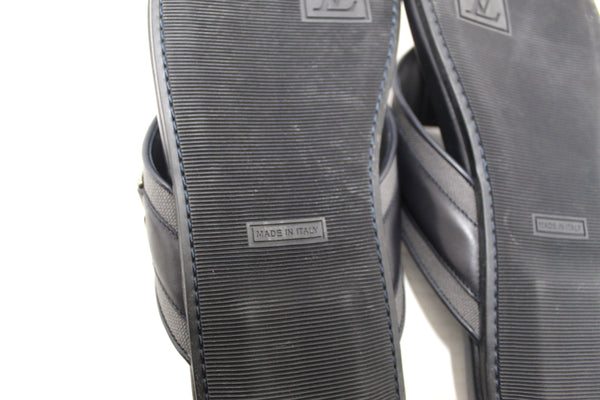 New Louis Vuitton Black Leather Atoll Thong Slipper Sandals Shoes Size 8