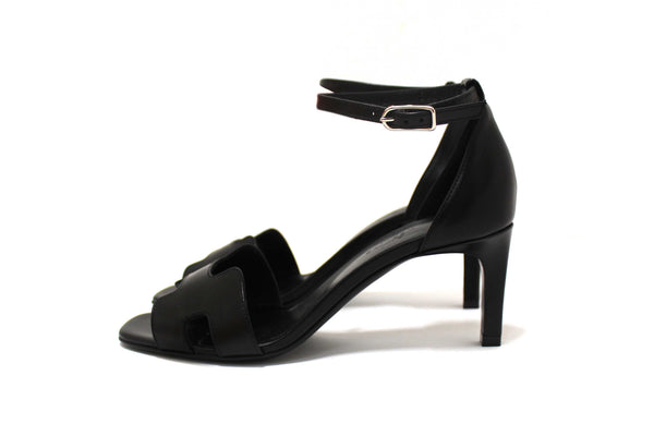 NEW Hermes Black Calfskin Leather Joy 70 High Heel Sandal Size 36.5