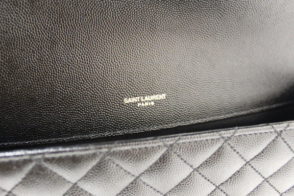 Saint Laurent Black Matelasse Grain De Poudre Embossed Leather Medium Envelope Bag