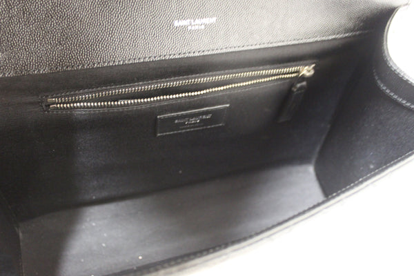 Saint Laurent Black Matelasse Grain De Poudre Embossed Leather Medium Envelope Bag
