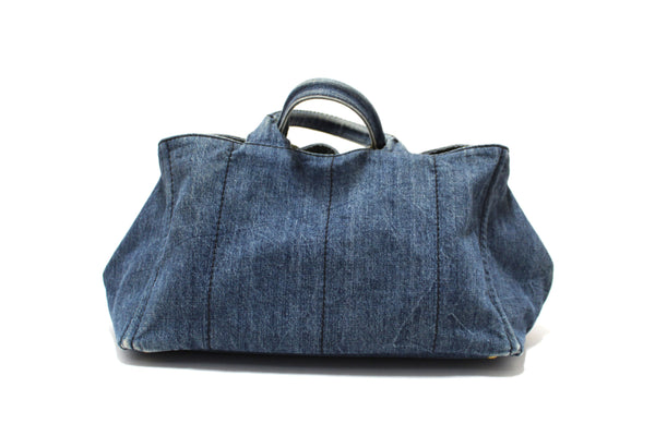Prada Blue Large Canapa Denim Tote Handbag