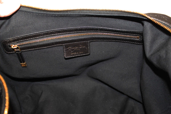 Christian Dior Black Crinkled Calfskin Large Grand Tour Multipocket Hobo Bag