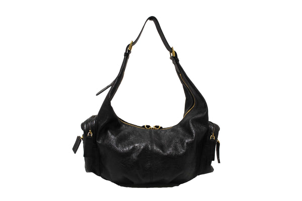 Christian Dior Black Crinkled Calfskin Large Grand Tour Multipocket Hobo Bag
