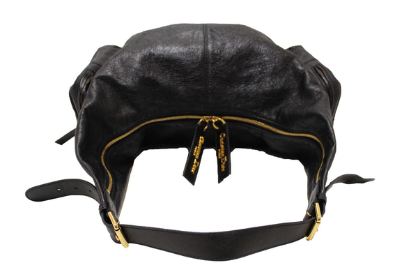 Christian Dior Black Crinkled Calfskin Large Grand Tour Multipocket Hobo Bag