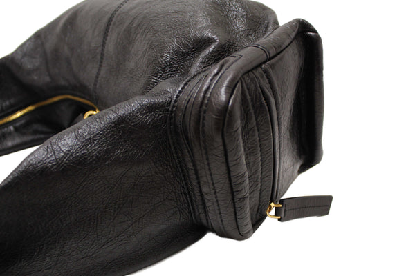 Christian Dior Black Crinkled Calfskin Large Grand Tour Multipocket Hobo Bag