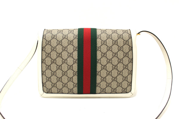 GUCCI Gucci White GG Supreme Medium Queen Margaret Shoulder Bag | Italystation.com - Shop Now at italystation.com