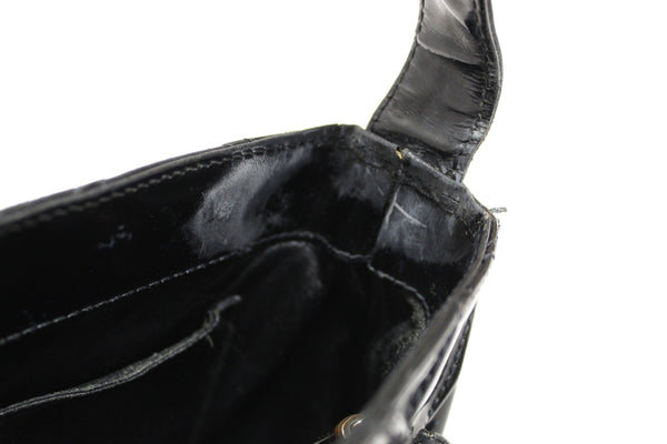 Chanel Black Quilted Patent Leather CC Twist Flap Shoulder Bag