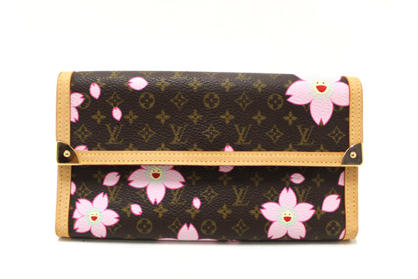 New Louis Vuitton Brown Cherry Blossom Tri-fold PTI Long Wallet