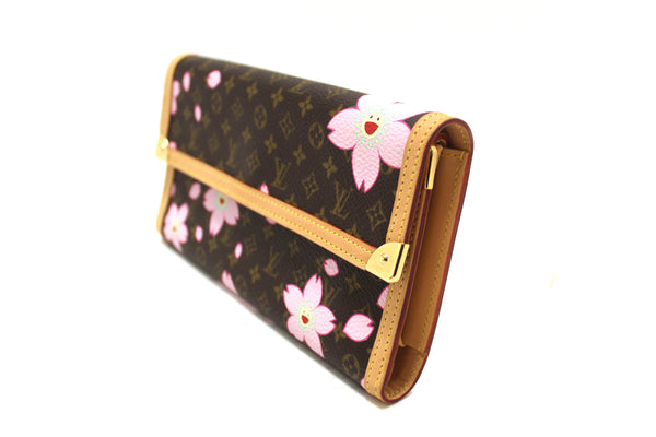 New Louis Vuitton Brown Cherry Blossom Tri-fold PTI Long Wallet