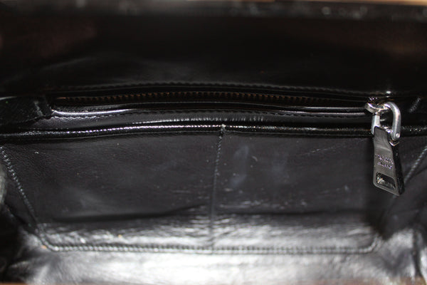 Prada Black Patent Saffiano Leather Studded Pyramid Bag