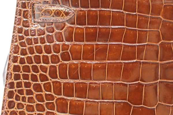 Hermes Vintage Miel Shiny Alligator Kelly Sellier 32