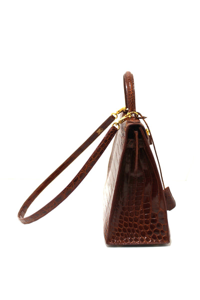 Hermes Vintage Miel Shiny Alligator Kelly Sellier 32