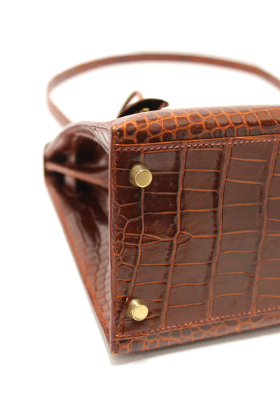 Hermes Vintage Miel Shiny Alligator Kelly Sellier 32