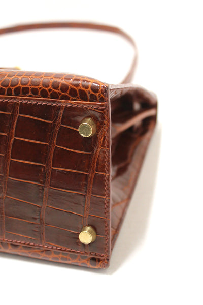 Hermes Vintage Miel Shiny Alligator Kelly Sellier 32