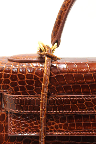 Hermes Vintage Miel Shiny Alligator Kelly Sellier 32