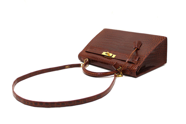 Hermes Vintage Miel Shiny Alligator Kelly Sellier 32