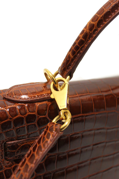 Hermes Vintage Miel Shiny Alligator Kelly Sellier 32