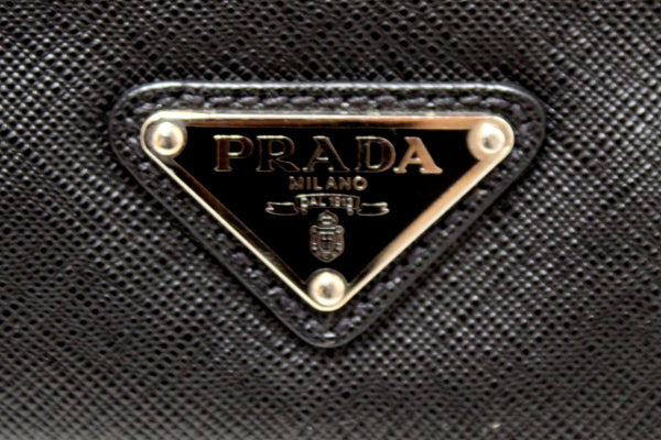 Prada Black Saffiano Leather Front Zip Pocket Briefcase Work Bag