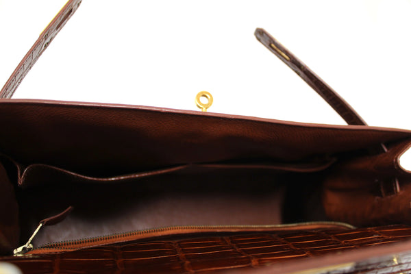 Hermes Vintage Miel Shiny Alligator Kelly Sellier 32