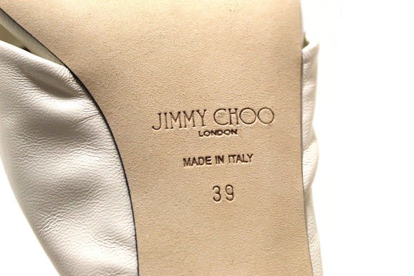 Jimmy Choo White Nappa Leather Avenue 50 Size 39