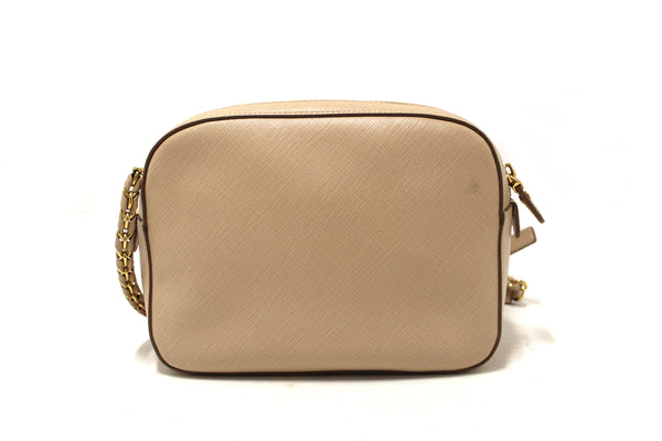 Salvatore Ferragamo Beige Calfskin Leather Lydia Bow Camera Crossbody Bag