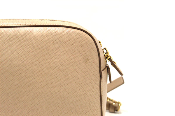 Salvatore Ferragamo Beige Calfskin Leather Lydia Bow Camera Crossbody Bag