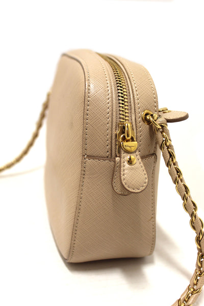 Salvatore Ferragamo Beige Calfskin Leather Lydia Bow Camera Crossbody Bag