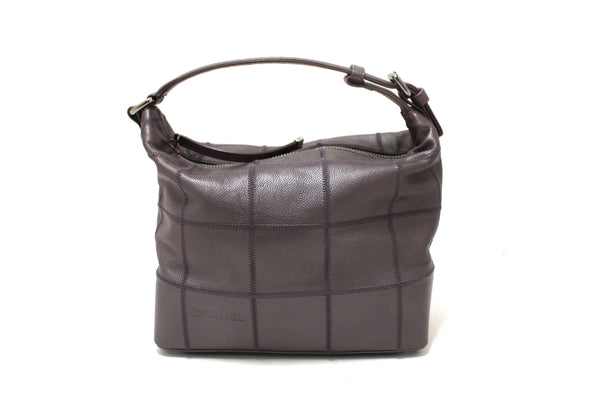 Chanel Purple Caviar Leather Large Square Stitch Handbag
