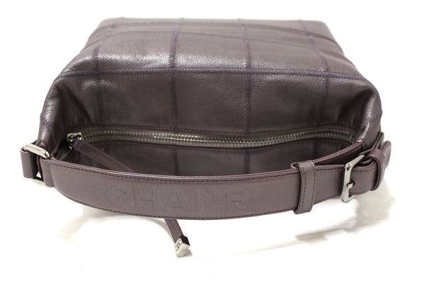 Chanel Purple Caviar Leather Large Square Stitch Handbag