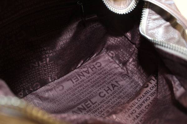 Chanel Purple Caviar Leather Large Square Stitch Handbag