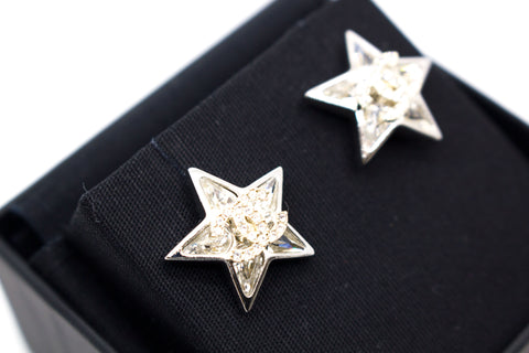 Chanel Star With CC 水晶標誌 N0032 / 銀色金屬 2CMX2CM 耳環