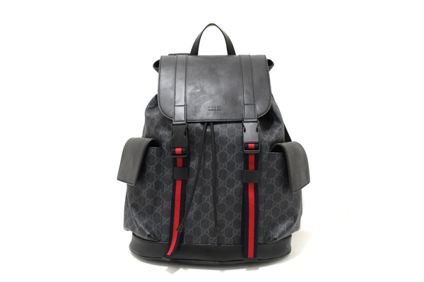 GUCCI Gucci Black GG Supreme Canvas with Leather Backpack 495563 | Italystation.com - Shop Now at italystation.com