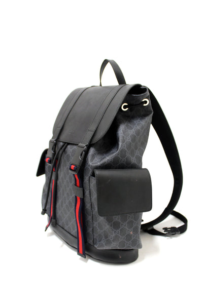 GUCCI Gucci Black GG Supreme Canvas with Leather Backpack 495563 | Italystation.com - Shop Now at italystation.com