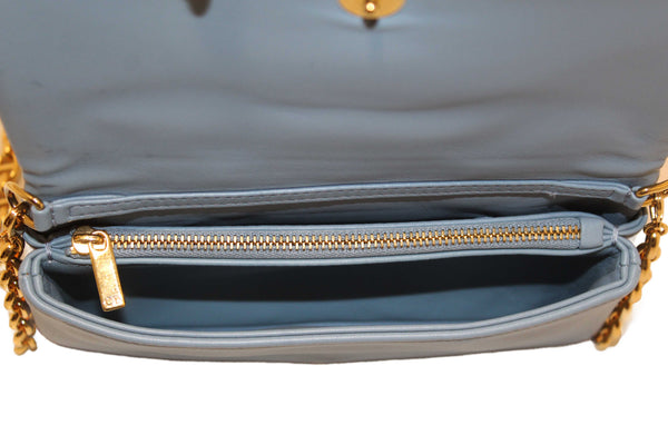 Christian Dior Blue Padded Macrocannage Quilt Calfskin Leather Caro Mini Bag