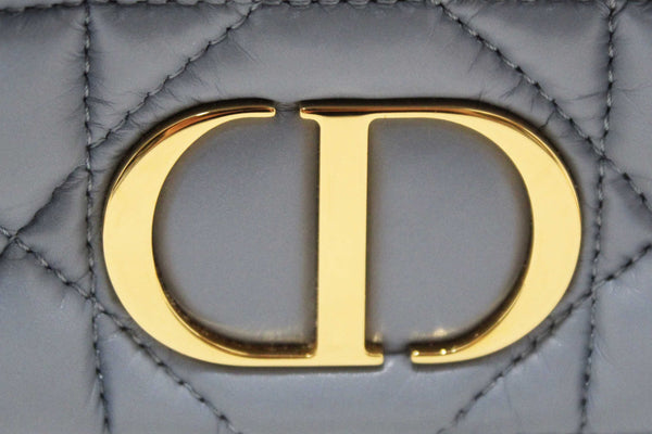Christian Dior Blue Padded Macrocannage Quilt Calfskin Leather Caro Mini Bag