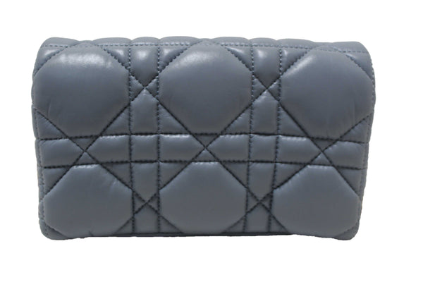 Christian Dior Blue Padded Macrocannage Quilt Calfskin Leather Caro Mini Bag