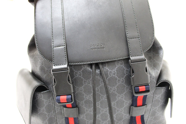 GUCCI Gucci Black GG Supreme Canvas with Leather Backpack 495563 | Italystation.com - Shop Now at italystation.com
